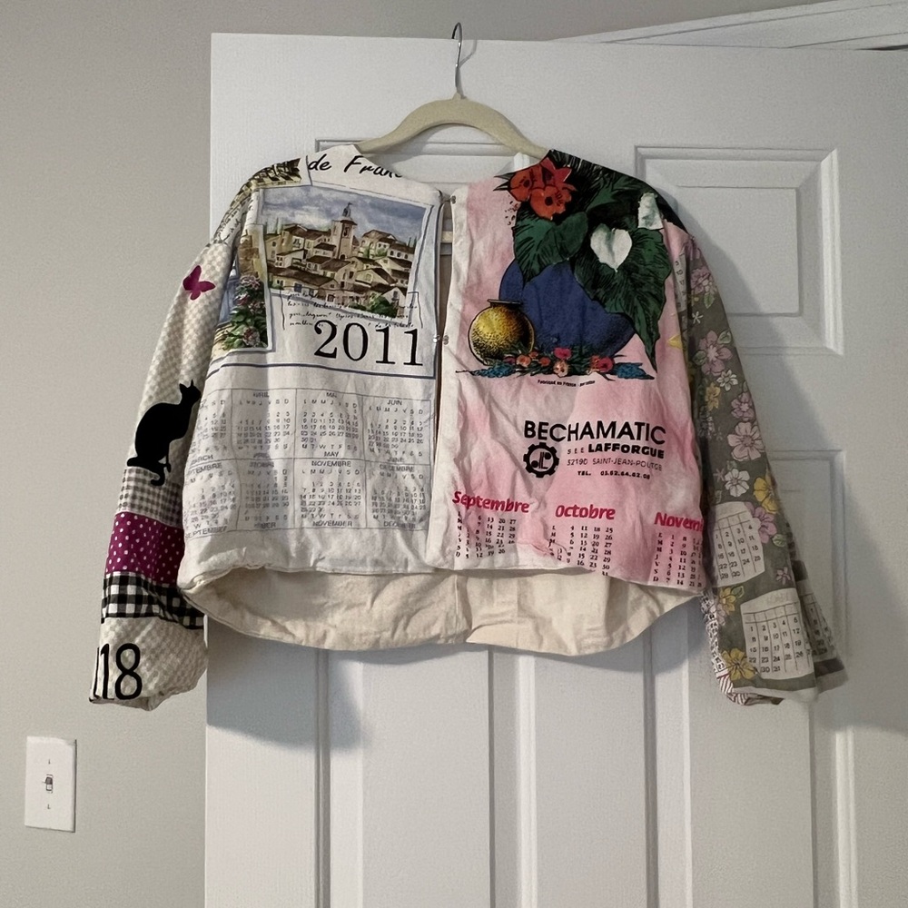 Patchwork Calendar-Print Jean Jacket - Multicolor - image 1